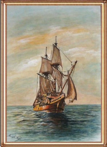 Painting titled "ship" by Rafi Naish, Original Artwork