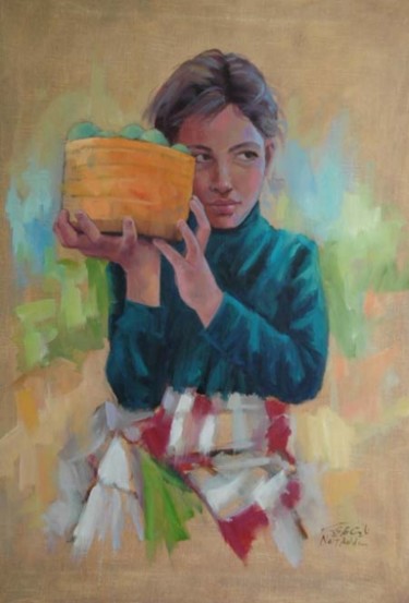Peinture intitulée "jeune fille berber" par Abdellatif Naitaddi, Œuvre d'art originale