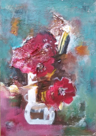Painting titled "Stil life with red…" by Kate Goncharik, Original Artwork, Acrylic