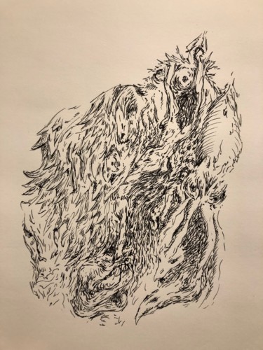 Рисунок под названием "sauvageries" - Bertrand Naivin, Подлинное произведение искусства, Чернила