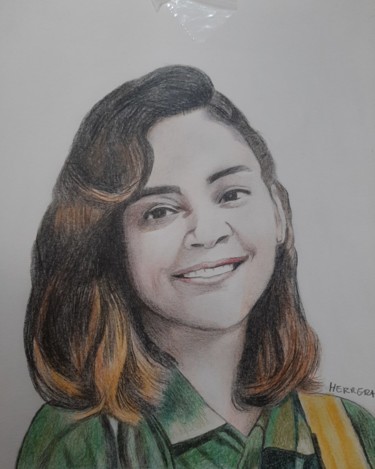 Drawing titled "Retrato Yasmim" by Sandra Regina Herrera, Original Artwork, Pencil