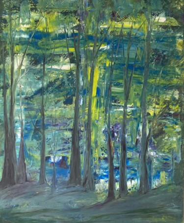 Malerei mit dem Titel "Forêt mystérieuse" von Naji Joseph Hallak, Original-Kunstwerk, Acryl