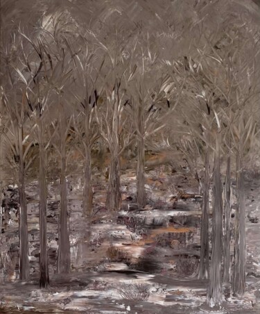 Malerei mit dem Titel "Forêt de bronze" von Naji Joseph Hallak, Original-Kunstwerk, Acryl