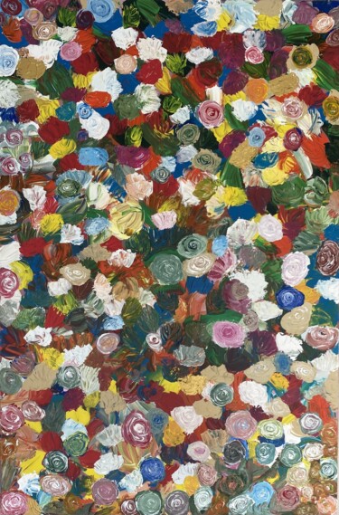 Malerei mit dem Titel "Jardin de roses" von Naji Joseph Hallak, Original-Kunstwerk, Acryl