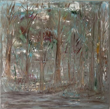 Painting titled "Forêt turquoise" by Naji Joseph Hallak, Original Artwork, Acrylic