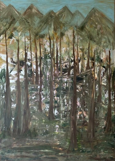Painting titled "Forêt mystique" by Naji Joseph Hallak, Original Artwork, Acrylic