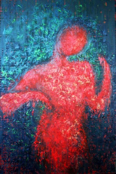 Картина под названием "Violoniste jazz" - Najia Erajai, Подлинное произведение искусства, Масло