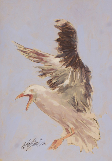 Painting titled "mouette 1" by Hassan Najim, Original Artwork, Acrylic
