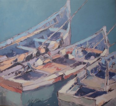 Peinture intitulée "barque en repos3" par Hassan Najim, Œuvre d'art originale, Acrylique