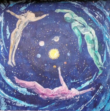 Pintura intitulada "Cosmic Consciousness" por Najma Soonasra, Obras de arte originais, Acrílico
