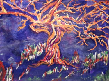 Ζωγραφική με τίτλο "Orange Tree" από Najma Soonasra, Αυθεντικά έργα τέχνης, Ακρυλικό