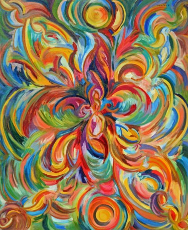 Peinture intitulée "explosion de couleu…" par Betty Najman, Œuvre d'art originale, Huile