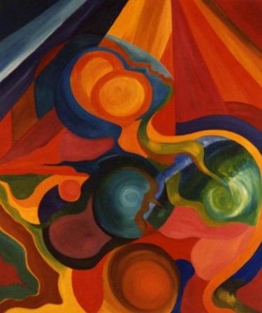 Peinture intitulée "Géométrie 3 "célest…" par Betty Najman, Œuvre d'art originale, Huile