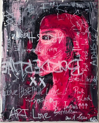 Malerei mit dem Titel "Lady in Pink" von Nalân Arzu Karadag, Original-Kunstwerk, Acryl Auf Keilrahmen aus Holz montiert