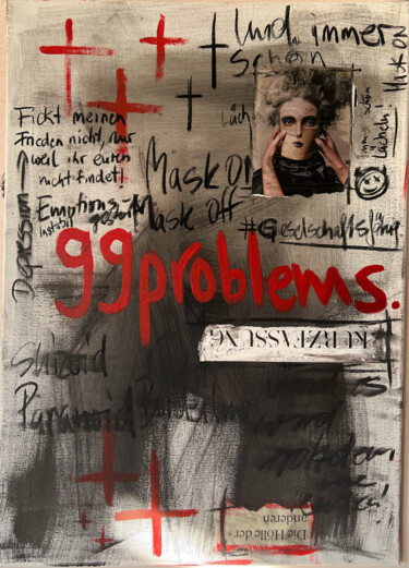 Painting titled "99 problems" by Nalân Arzu Karadag, Original Artwork, Acrylic Mounted on Wood Stretcher frame