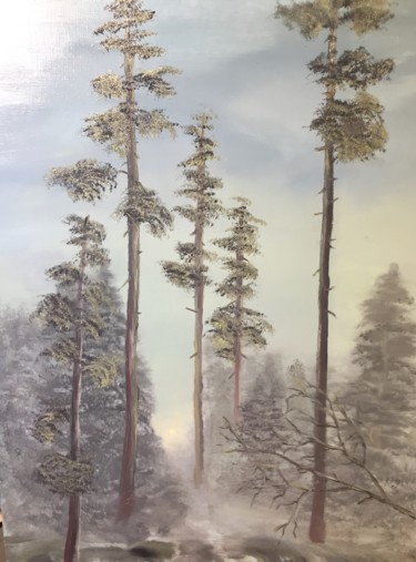 Peinture intitulée "Forest Sunrise" par Julia Nazar, Œuvre d'art originale, Huile