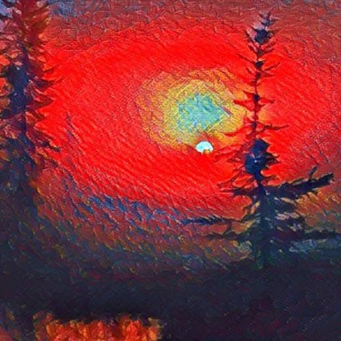 Painting titled "Moonrise" by Julia Nazar, Original Artwork, Oil