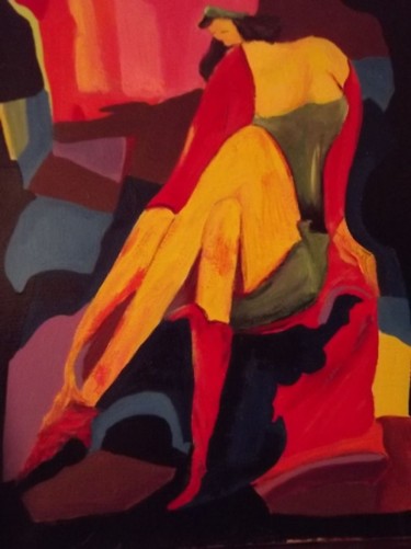Peinture intitulée "Bottes Rouges" par Nami, Œuvre d'art originale, Huile