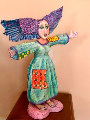 Γλυπτική με τίτλο "L’angel" από Nana De La Rocha, Αυθεντικά έργα τέχνης, Εγγράφου mache