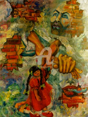 Painting titled "las-paredes-hablan" by Nana De La Rocha, Original Artwork, Acrylic