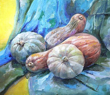Schilderij getiteld "Pumpkins" door Nana Narimanbeyli, Origineel Kunstwerk, Olie