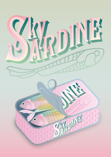 Digital Arts titled "Sky Sardine" by Nana Nimbus, Original Artwork, Digital Painting