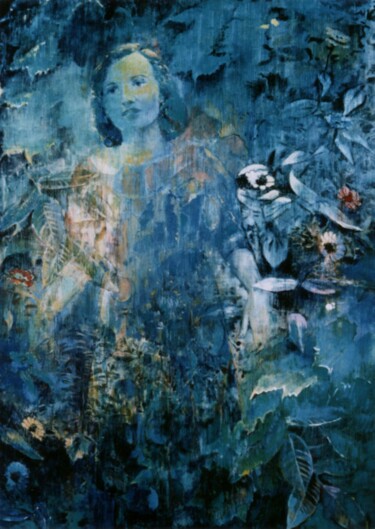 Pittura intitolato "Dans le Jardin 1" da Nana Plamadeala-Kiritchenko, Opera d'arte originale, Olio