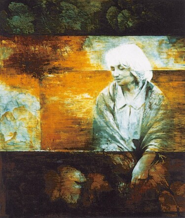 Schilderij getiteld "le Portrait de ma M…" door Nana Plamadeala-Kiritchenko, Origineel Kunstwerk, Olie