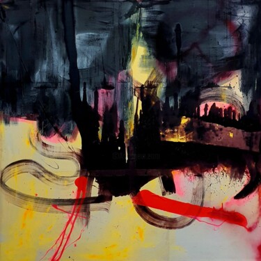 Malerei mit dem Titel "DARKNESS CITY" von Nanak Sosan, Original-Kunstwerk, Acryl