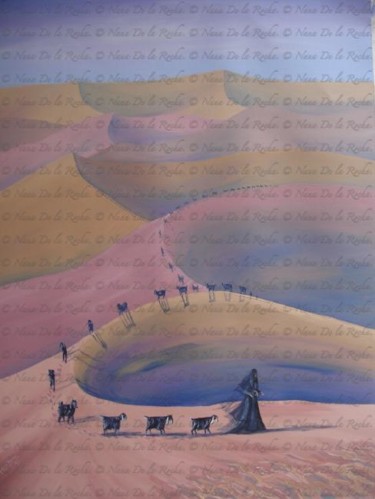 Pintura titulada "Rebaño del desierto" por Nana, Obra de arte original, Oleo