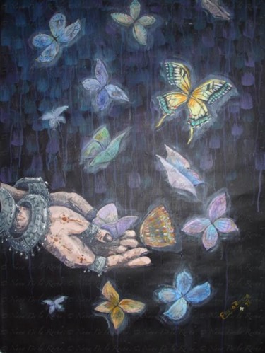 Pintura titulada "mariposas del desie…" por Nana, Obra de arte original