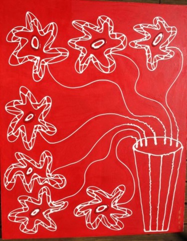 Peinture intitulée "rouge comme........…" par N A N A, Œuvre d'art originale, Huile