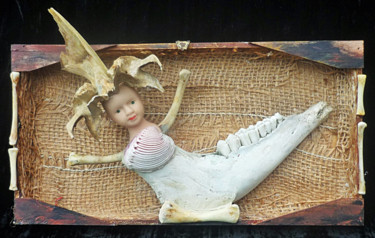 Skulptur mit dem Titel "Sirène d'alarme" von Nancy Cardinal, Original-Kunstwerk, Gemischte Medien