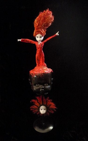 Sculpture titled "La flamme est l'ave…" by Nancy Cardinal, Original Artwork, Plastic