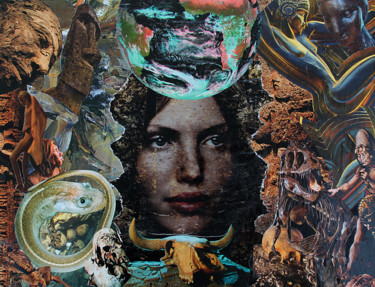 Collages titled "Rêve étrange n°3" by Nancy Cardinal, Original Artwork, Collages