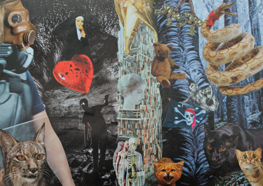 Collages intitulée "Rêve étrange 4" par Nancy Cardinal, Œuvre d'art originale, Collages