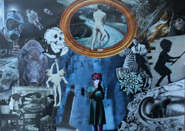 Collages intitolato "Rêve étrange 9" da Nancy Cardinal, Opera d'arte originale, Collages