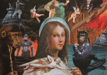 Collages intitulée "Rêve étrange 18" par Nancy Cardinal, Œuvre d'art originale, Collages