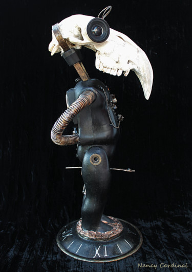 Sculpture titled "Doctor Steampunk" by Nancy Cardinal, Original Artwork, Plastic