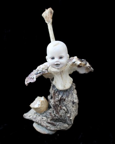 Sculpture titled "Etre ou ne pas naît…" by Nancy Cardinal, Original Artwork, Bone
