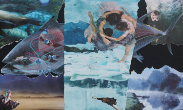 Collages titled "Rêve étrange 20" by Nancy Cardinal, Original Artwork, Collages