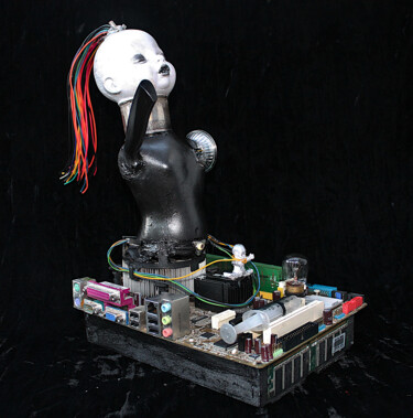Sculpture intitulée "Paquebot à la dériv…" par Nancy Cardinal, Œuvre d'art originale, Bois