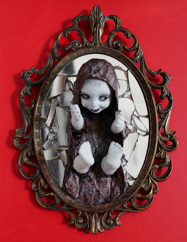 Escultura titulada "L'âme du miroir" por Nancy Cardinal, Obra de arte original, Papel maché