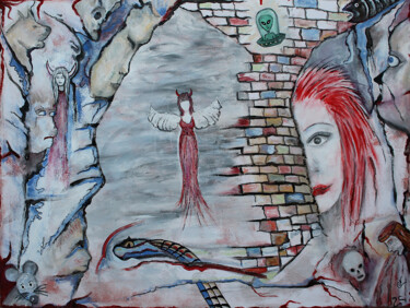 Картина под названием "Rêve à 4 mains" - Nancy Cardinal, Подлинное произведение искусства, Акрил