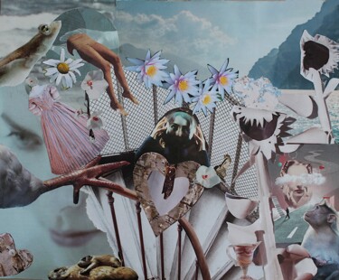 Collages titulada "Rêve étrange 24" por Nancy Cardinal, Obra de arte original, Collages Montado en Cartulina