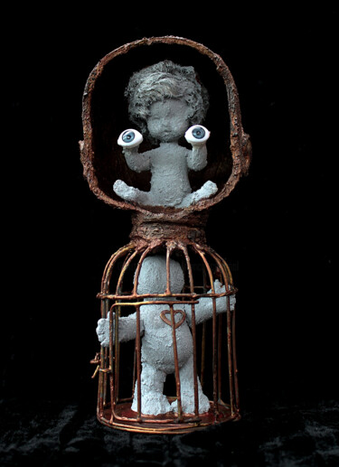 Escultura titulada "Esprit à l'étroit d…" por Nancy Cardinal, Obra de arte original, Plástico