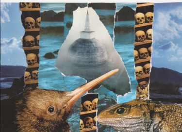 Collages intitolato "Mort bleue" da Nancy Cardinal, Opera d'arte originale, Collages