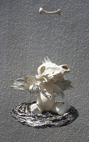 Sculpture intitulée "Nouveau né" par Nancy Cardinal, Œuvre d'art originale, Techniques mixtes