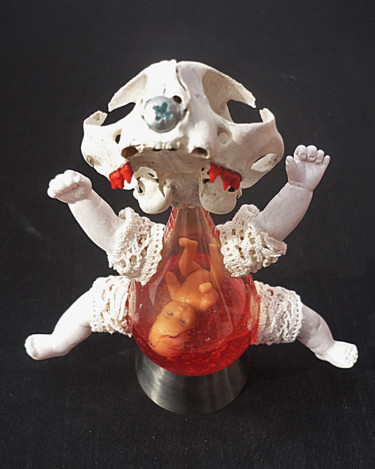Sculpture intitulée "Le petit qui attend…" par Nancy Cardinal, Œuvre d'art originale, Plastique