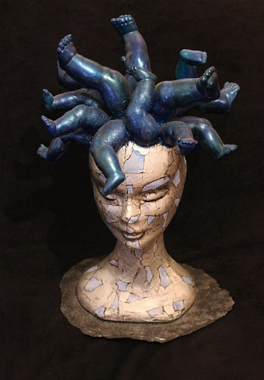 Sculpture titled "Méduse" by Nancy Cardinal, Original Artwork, Mixed Media